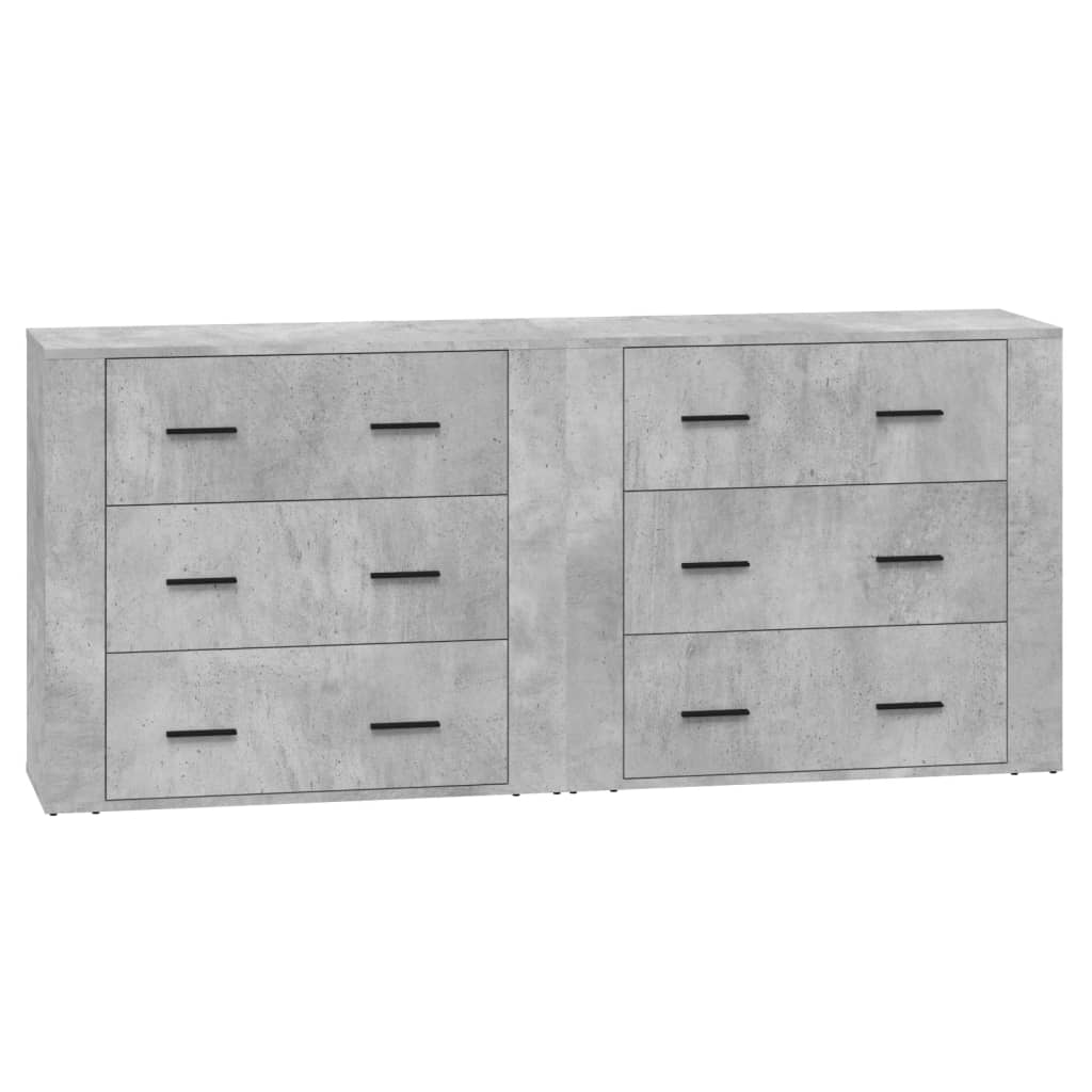 Sideboards 2 pcs Concrete Grey Engineered Wood