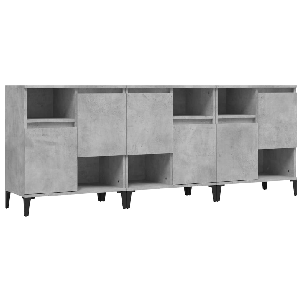 Sideboards 3 pcs Concrete Grey 60x35x70 cm Engineered Wood