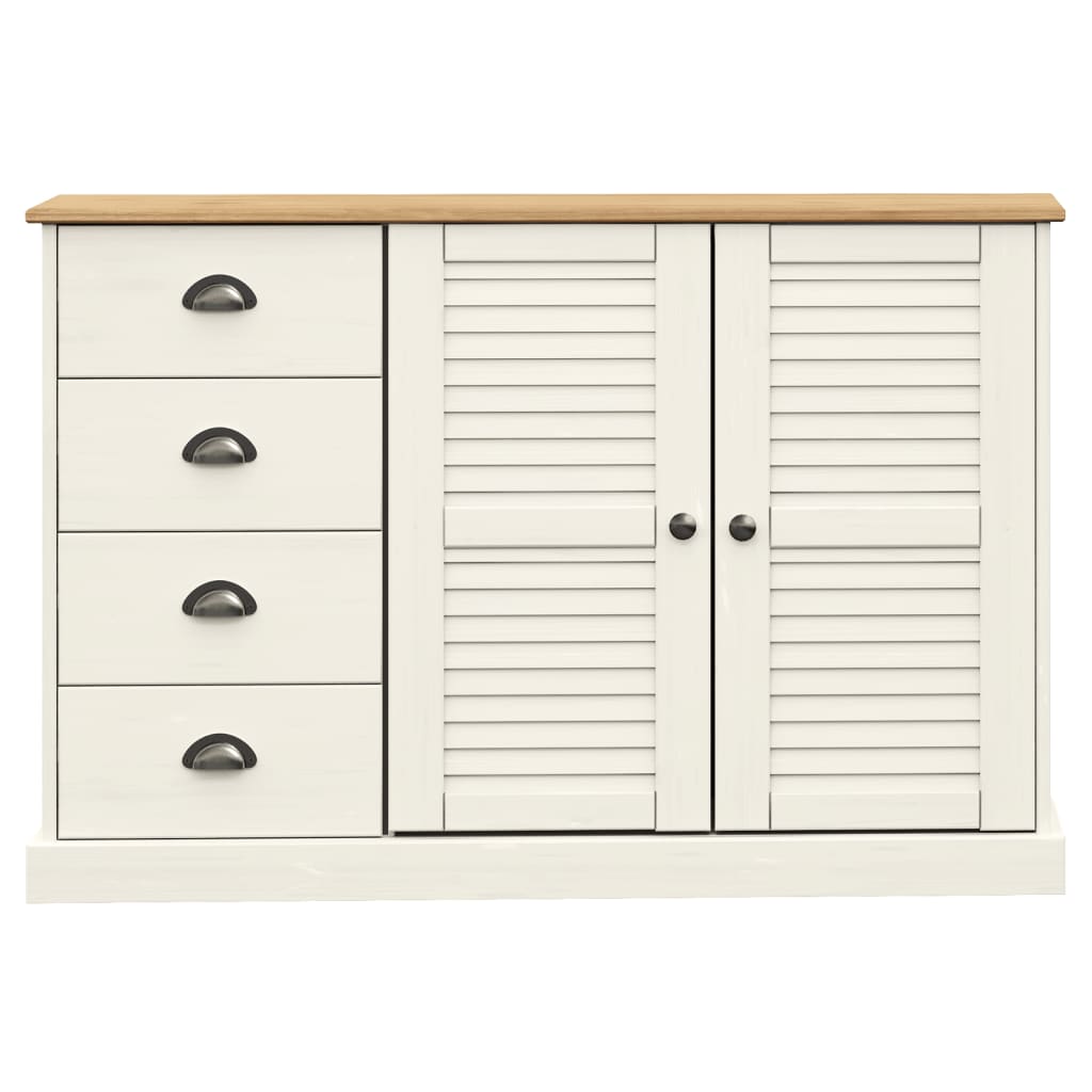 Sideboard with Drawers VIGO 113x40x75 cm White Solid Wood Pine