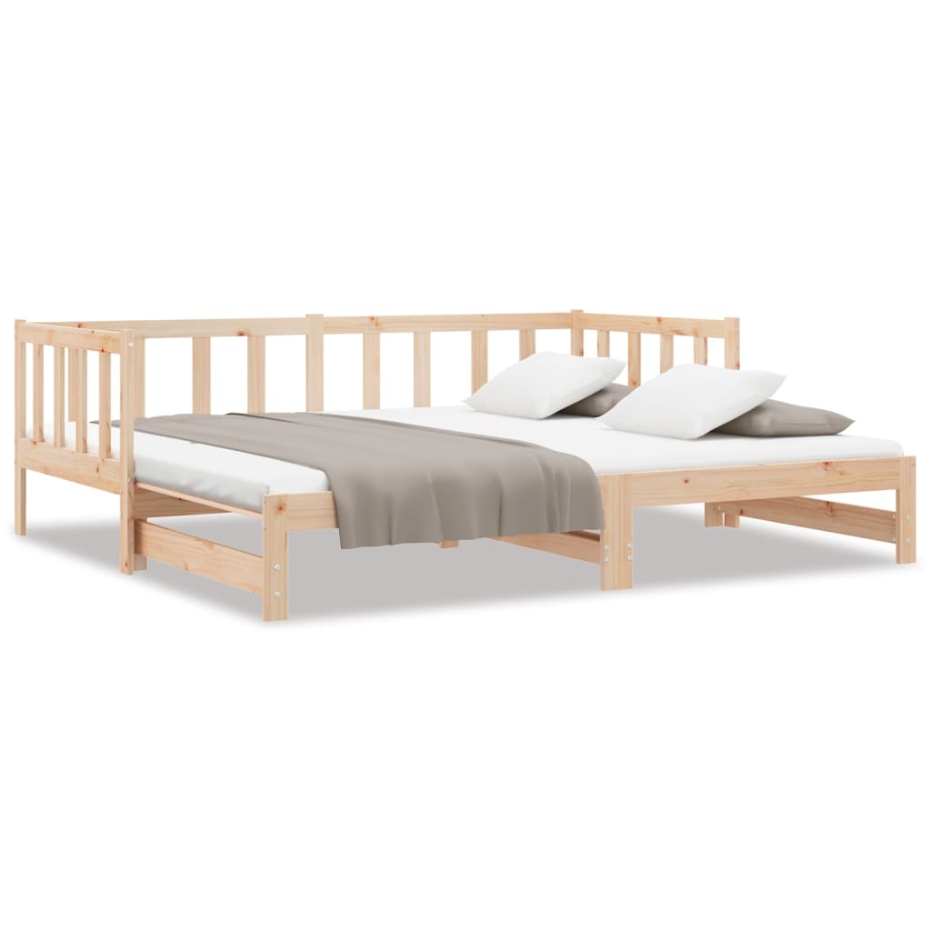 Pull-out Day Bed without Mattress 2x(90x200) cm Solid Wood Pine