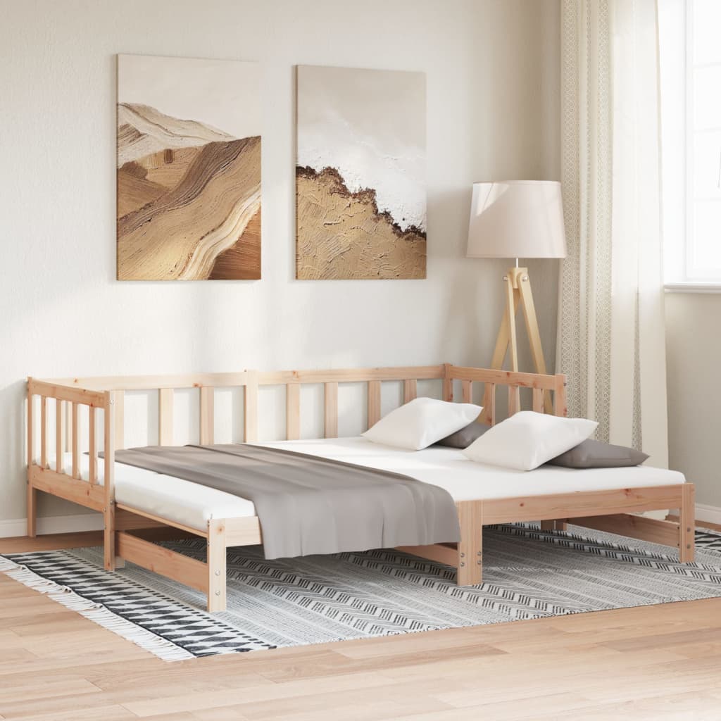 Pull-out Day Bed without Mattress 2x(90x200) cm Solid Wood Pine