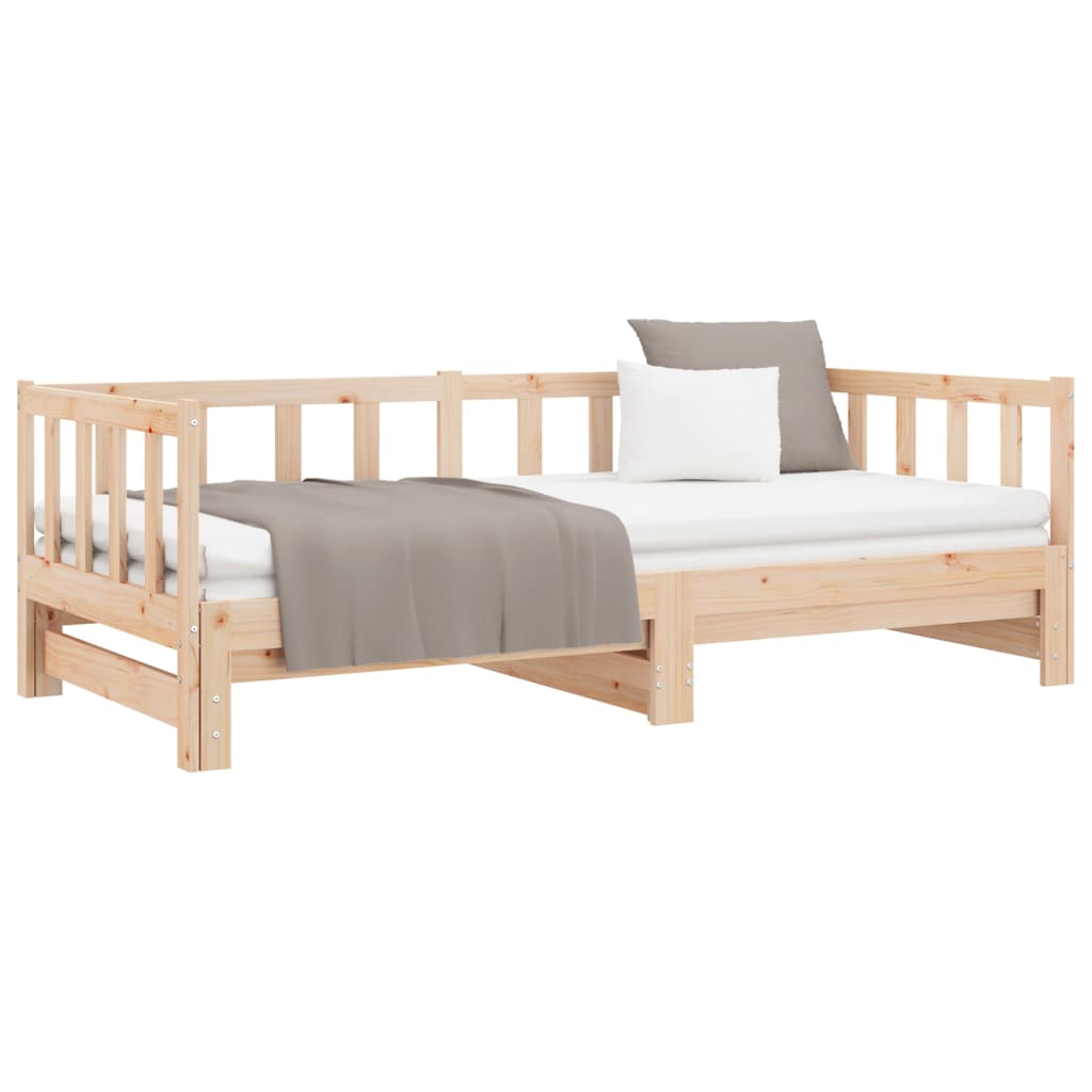 Pull-out Day Bed without Mattress 2x(90x200) cm Solid Wood Pine