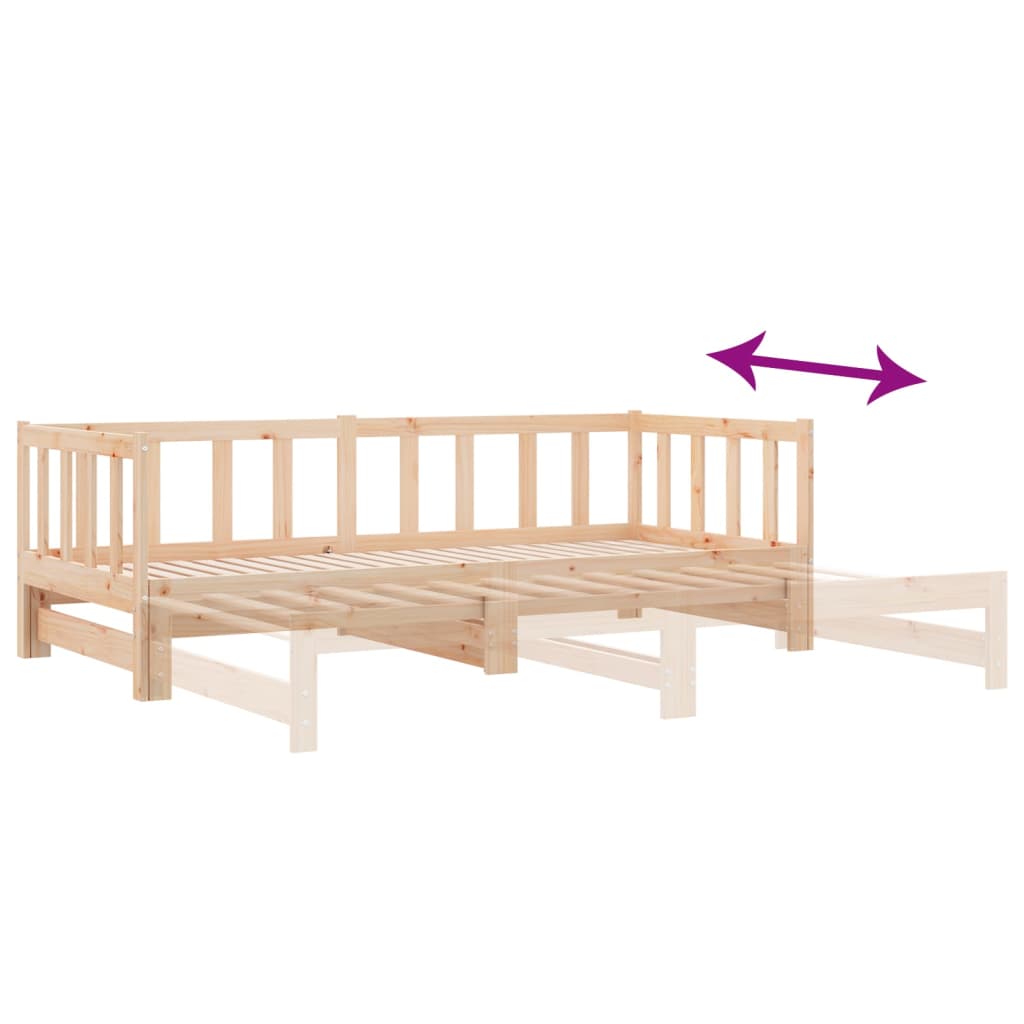 Pull-out Day Bed without Mattress 2x(90x200) cm Solid Wood Pine