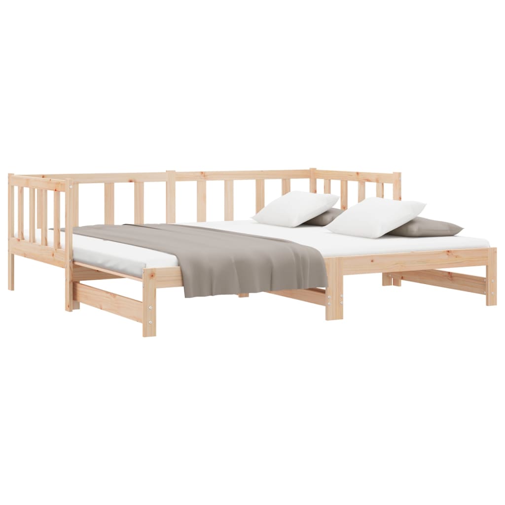 Pull-out Day Bed without Mattress 2x(90x200) cm Solid Wood Pine