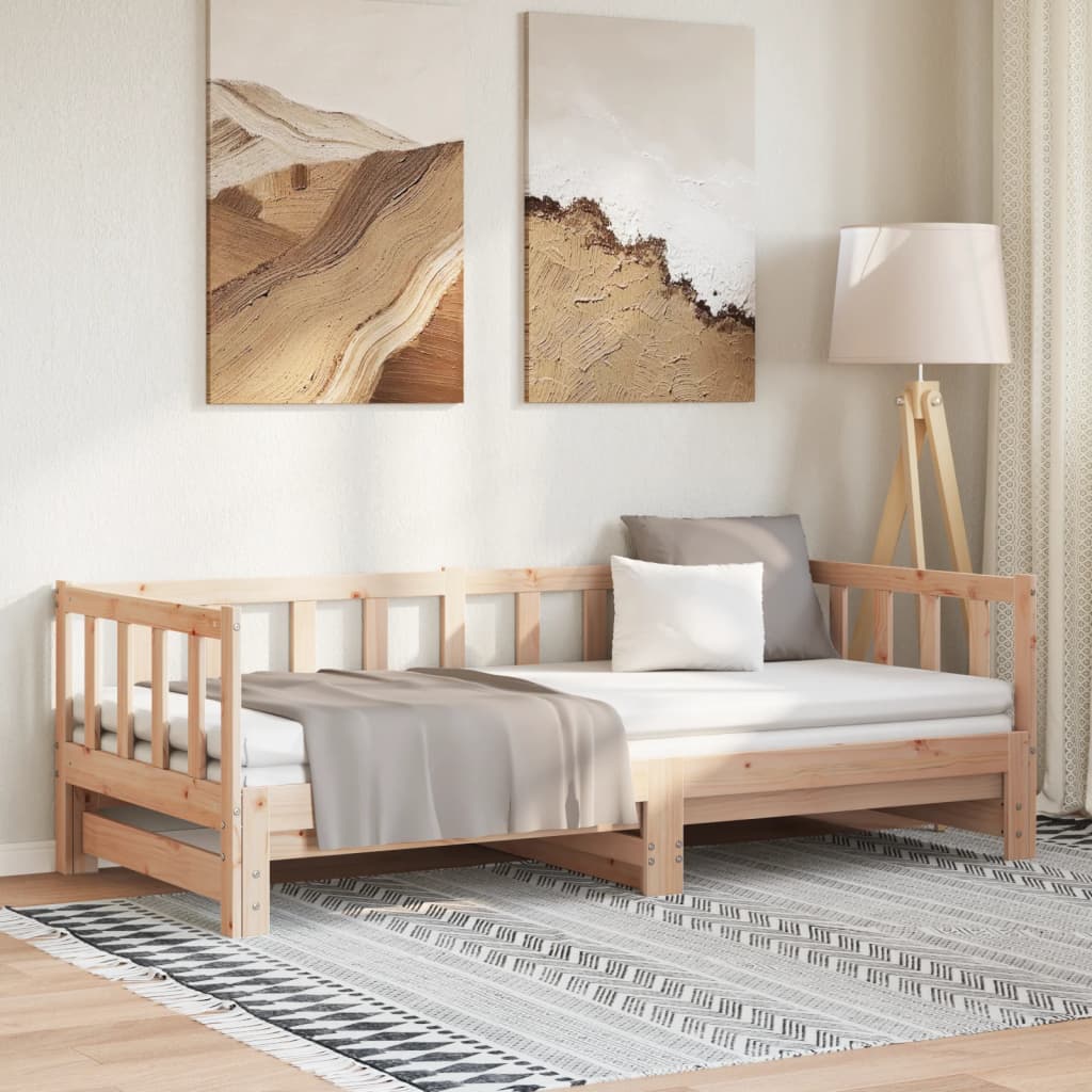 Pull-out Day Bed without Mattress 2x(90x200) cm Solid Wood Pine