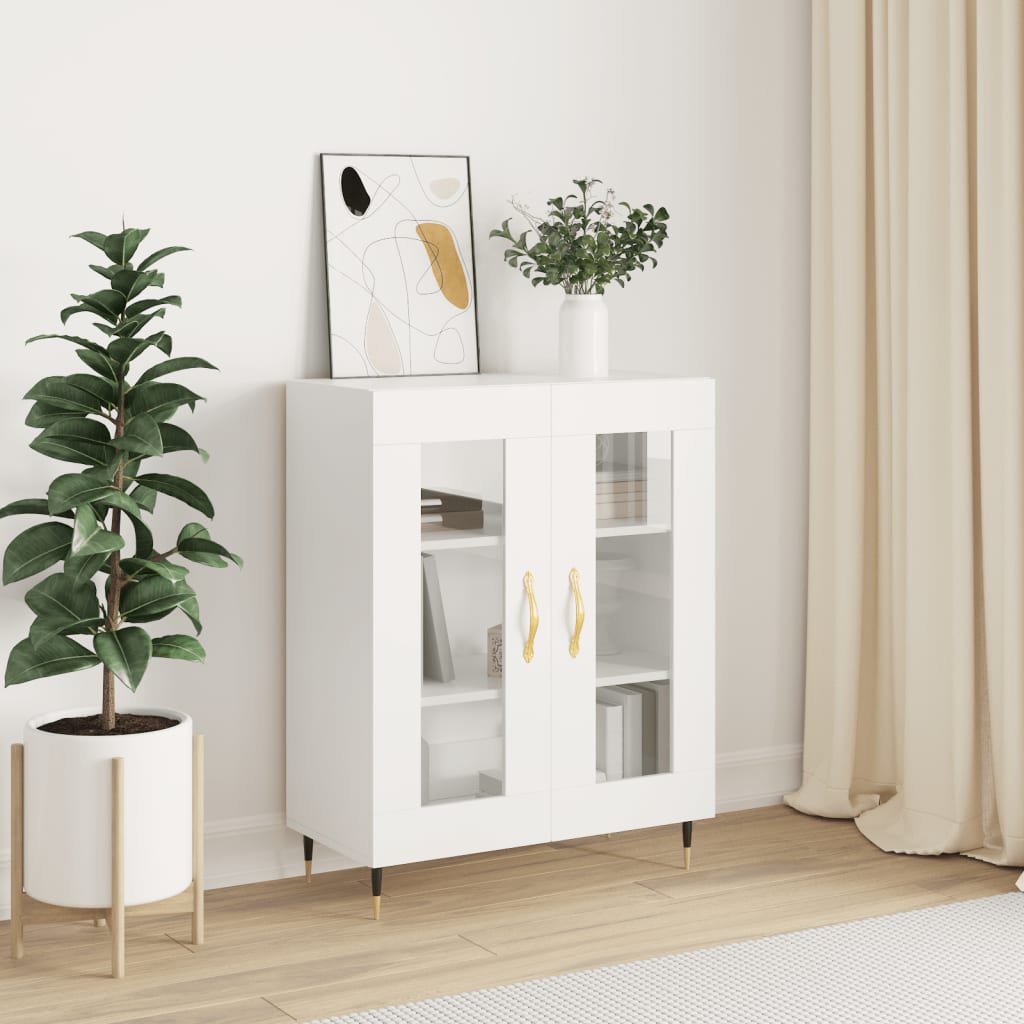 Modern Wooden 2 Door Sideboard Storage Cabinet Unit With Glass Doors Wood