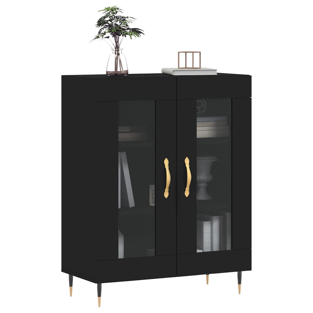 Modern Wooden 2 Door Sideboard Storage Cabinet Unit With Glass Doors Wood