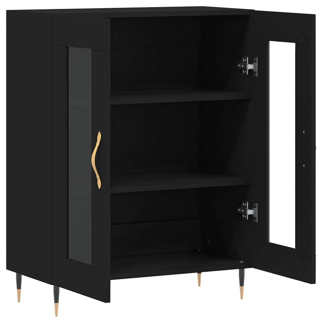Modern Wooden 2 Door Sideboard Storage Cabinet Unit With Glass Doors Wood