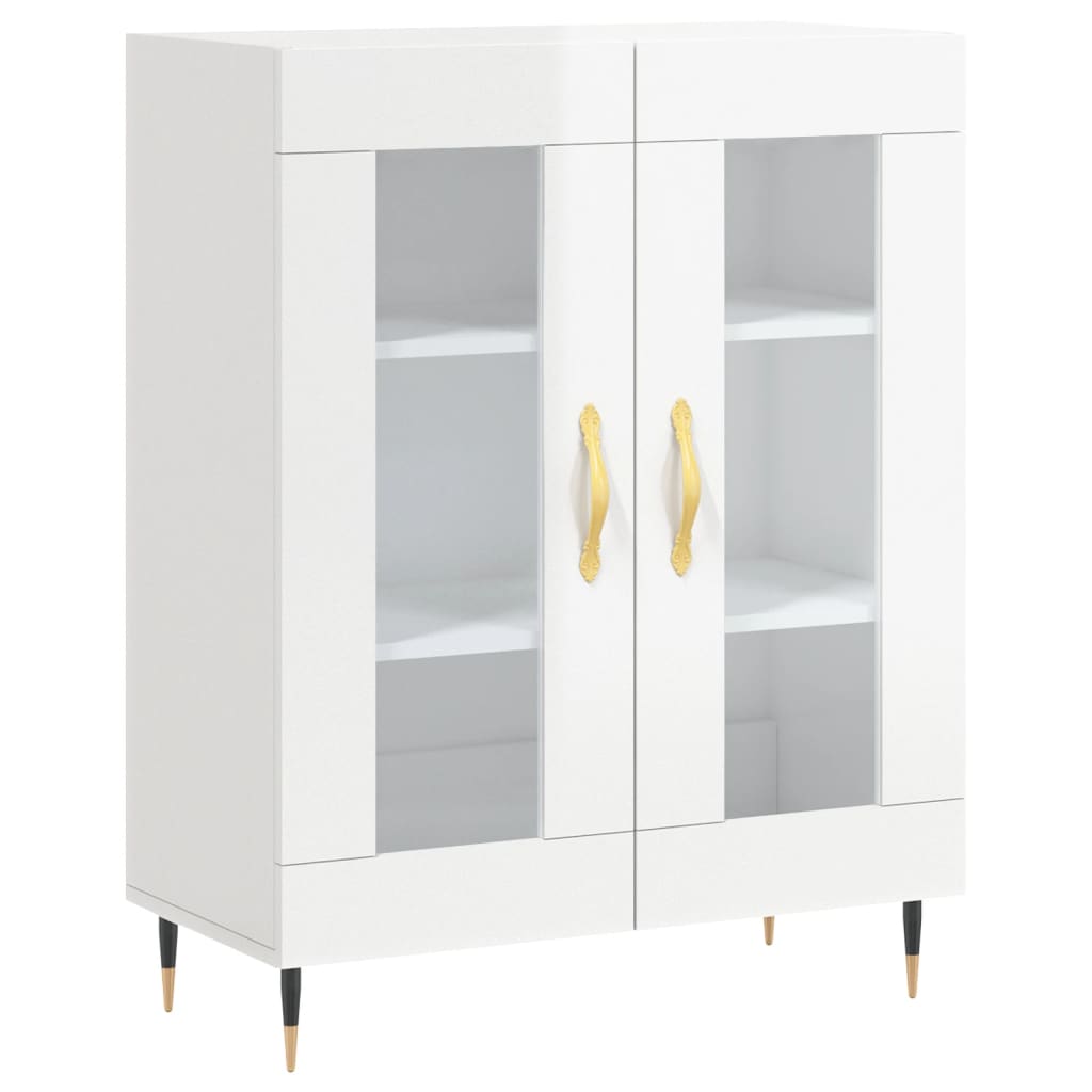 Modern Wooden 2 Door Sideboard Storage Cabinet Unit With Glass Doors Wood