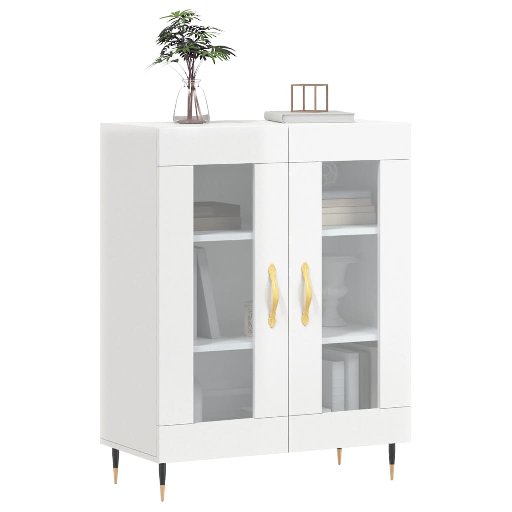Modern Wooden 2 Door Sideboard Storage Cabinet Unit With Glass Doors Wood