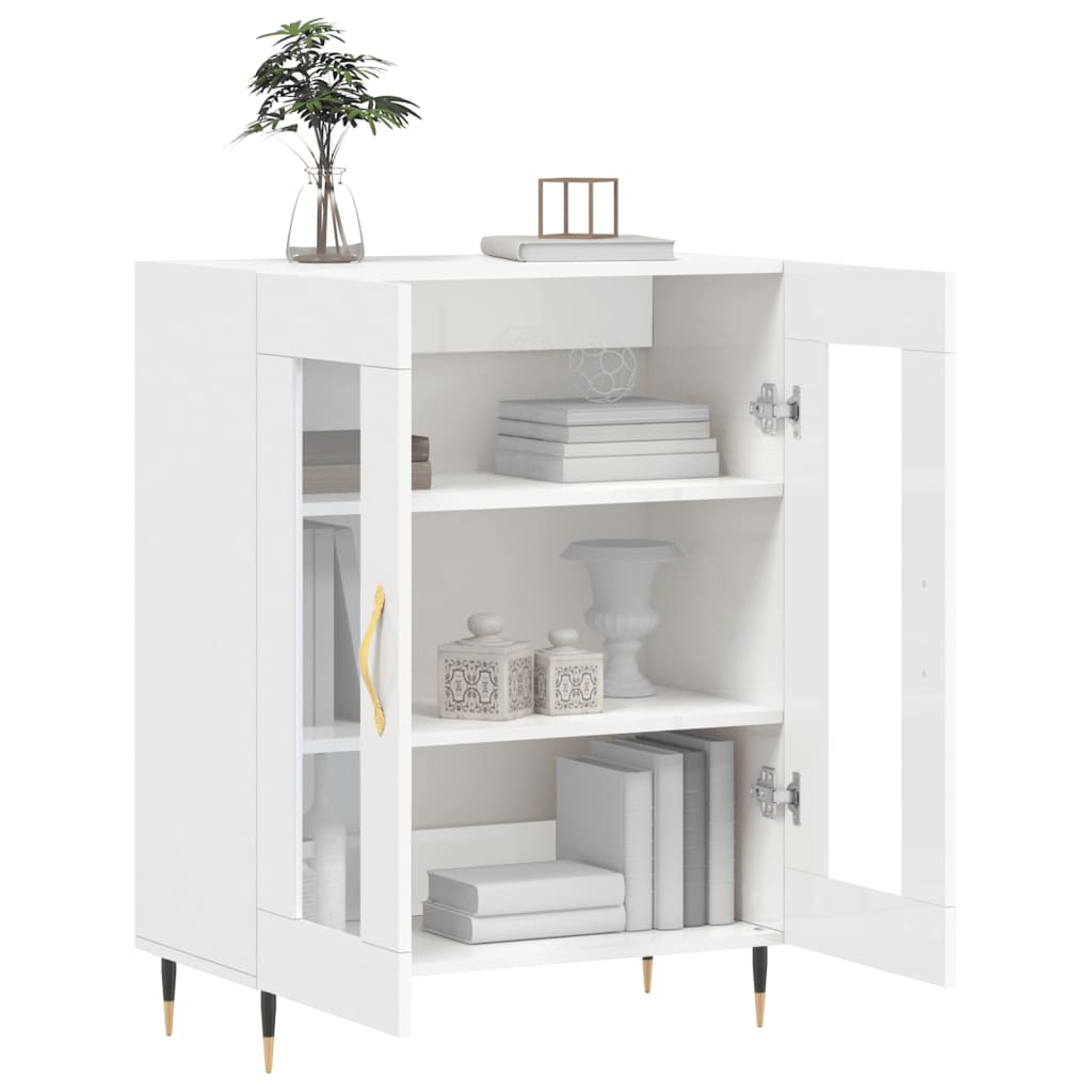Modern Wooden 2 Door Sideboard Storage Cabinet Unit With Glass Doors Wood