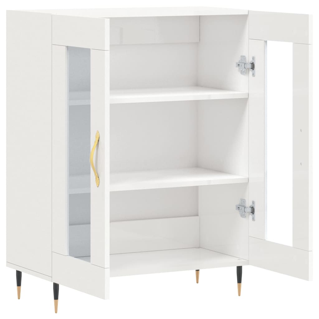 Modern Wooden 2 Door Sideboard Storage Cabinet Unit With Glass Doors Wood