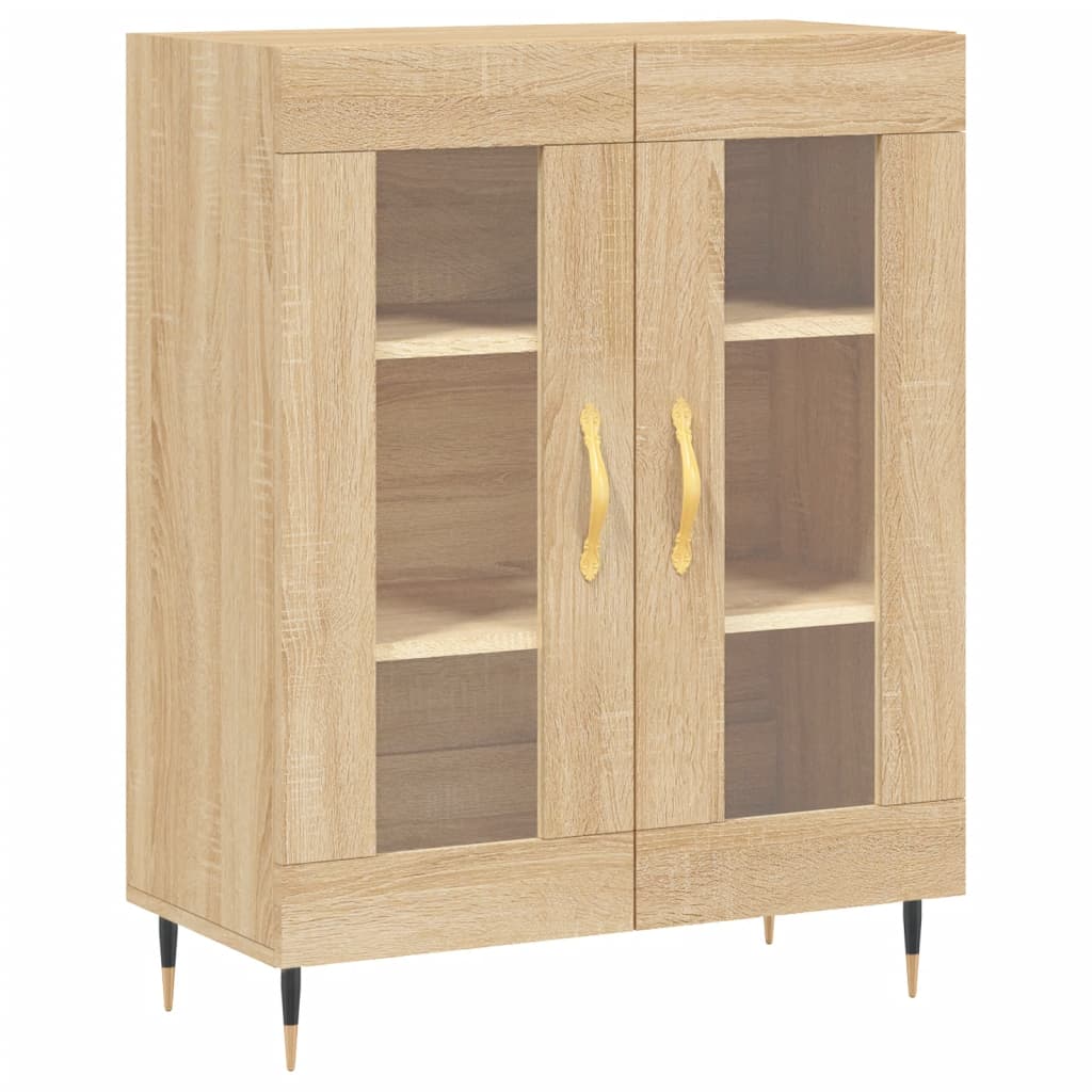 Modern Wooden 2 Door Sideboard Storage Cabinet Unit With Glass Doors Wood