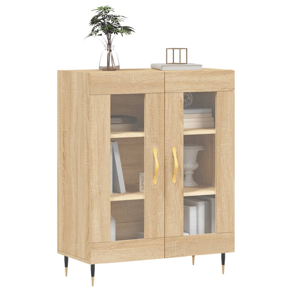 Modern Wooden 2 Door Sideboard Storage Cabinet Unit With Glass Doors Wood