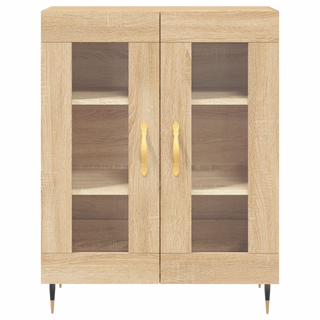 Modern Wooden 2 Door Sideboard Storage Cabinet Unit With Glass Doors Wood