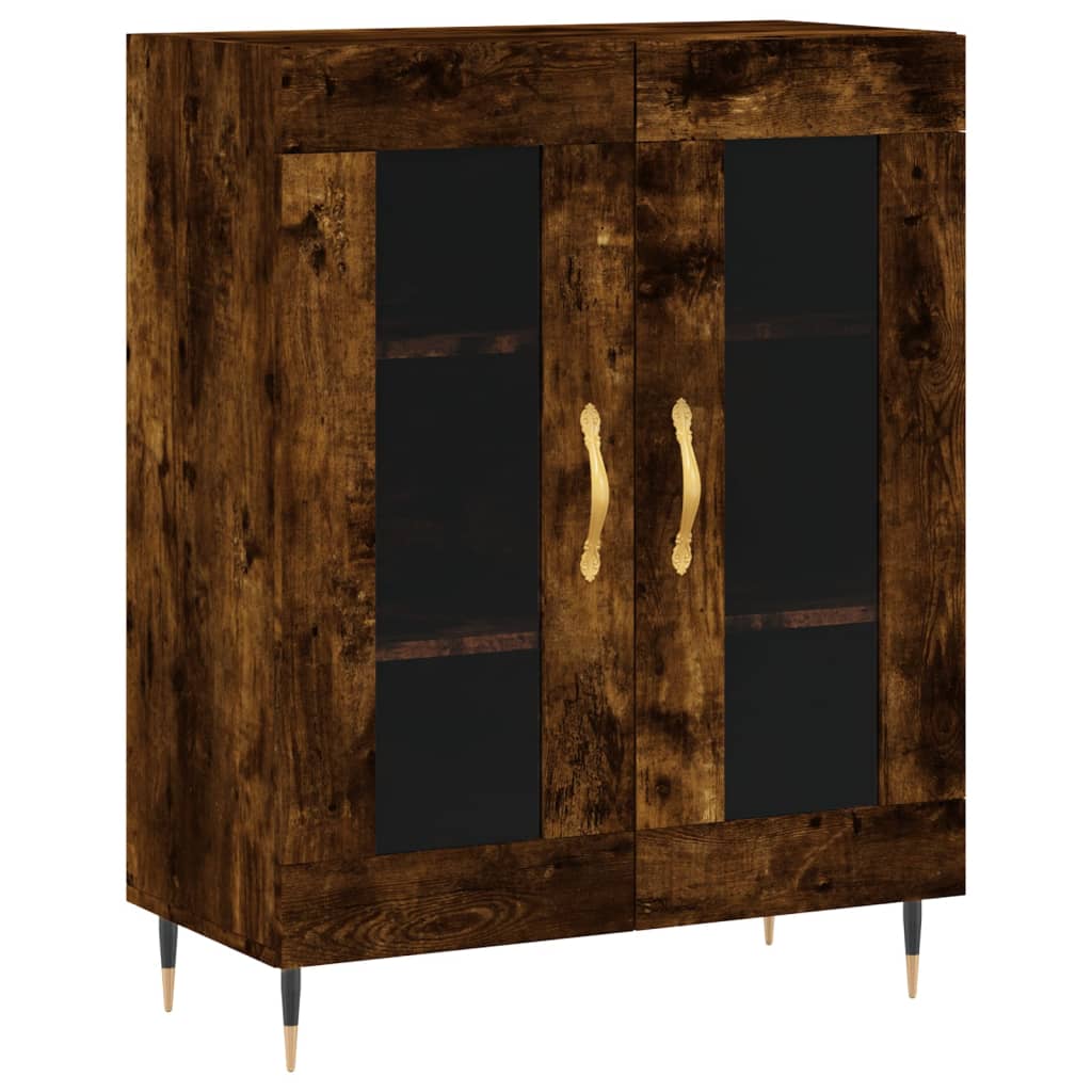 Modern Wooden 2 Door Sideboard Storage Cabinet Unit With Glass Doors Wood