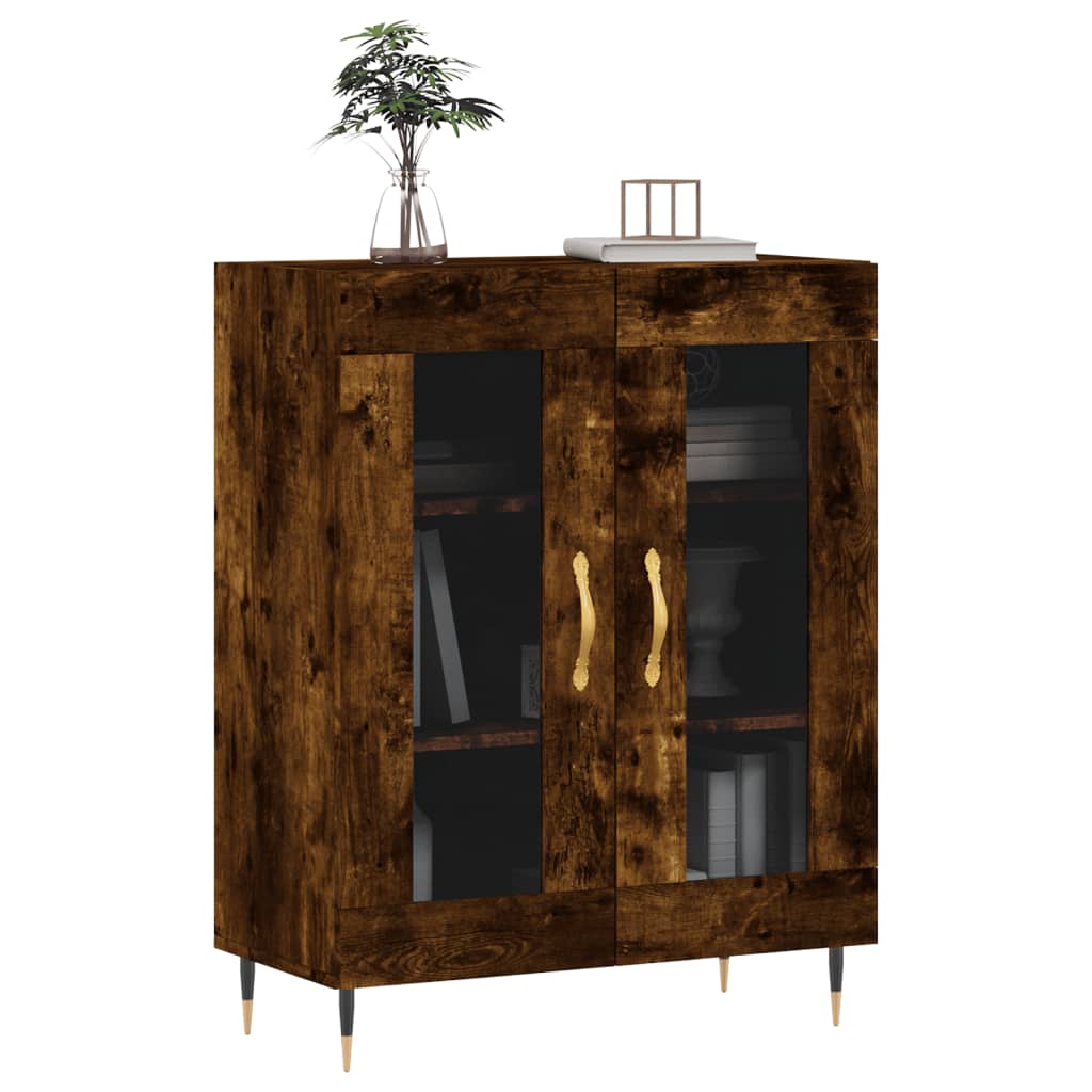 Modern Wooden 2 Door Sideboard Storage Cabinet Unit With Glass Doors Wood