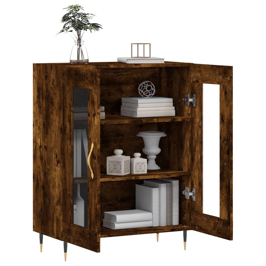 Modern Wooden 2 Door Sideboard Storage Cabinet Unit With Glass Doors Wood
