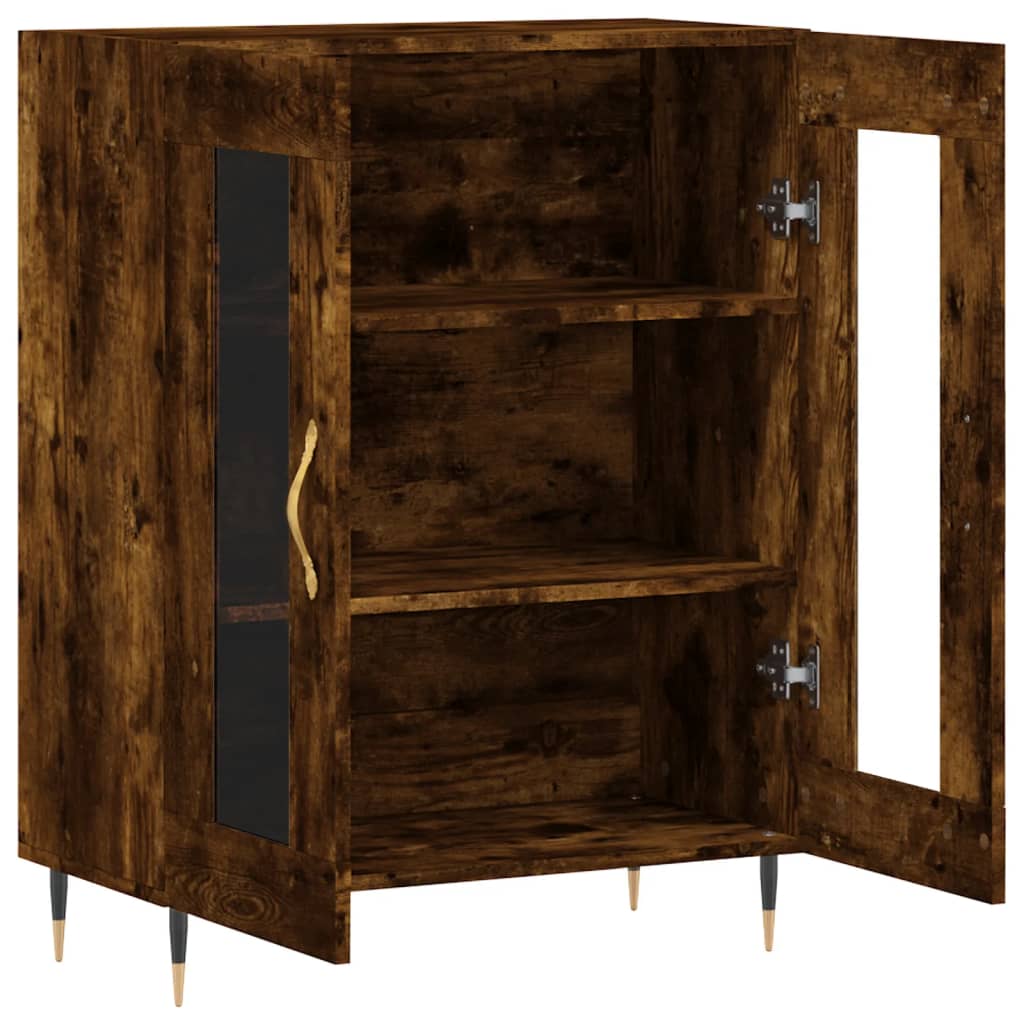 Modern Wooden 2 Door Sideboard Storage Cabinet Unit With Glass Doors Wood
