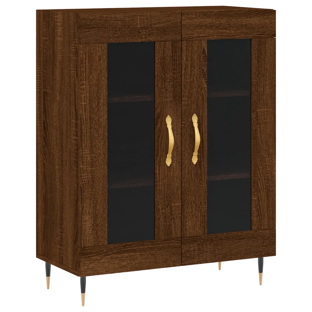 Modern Wooden 2 Door Sideboard Storage Cabinet Unit With Glass Doors Wood