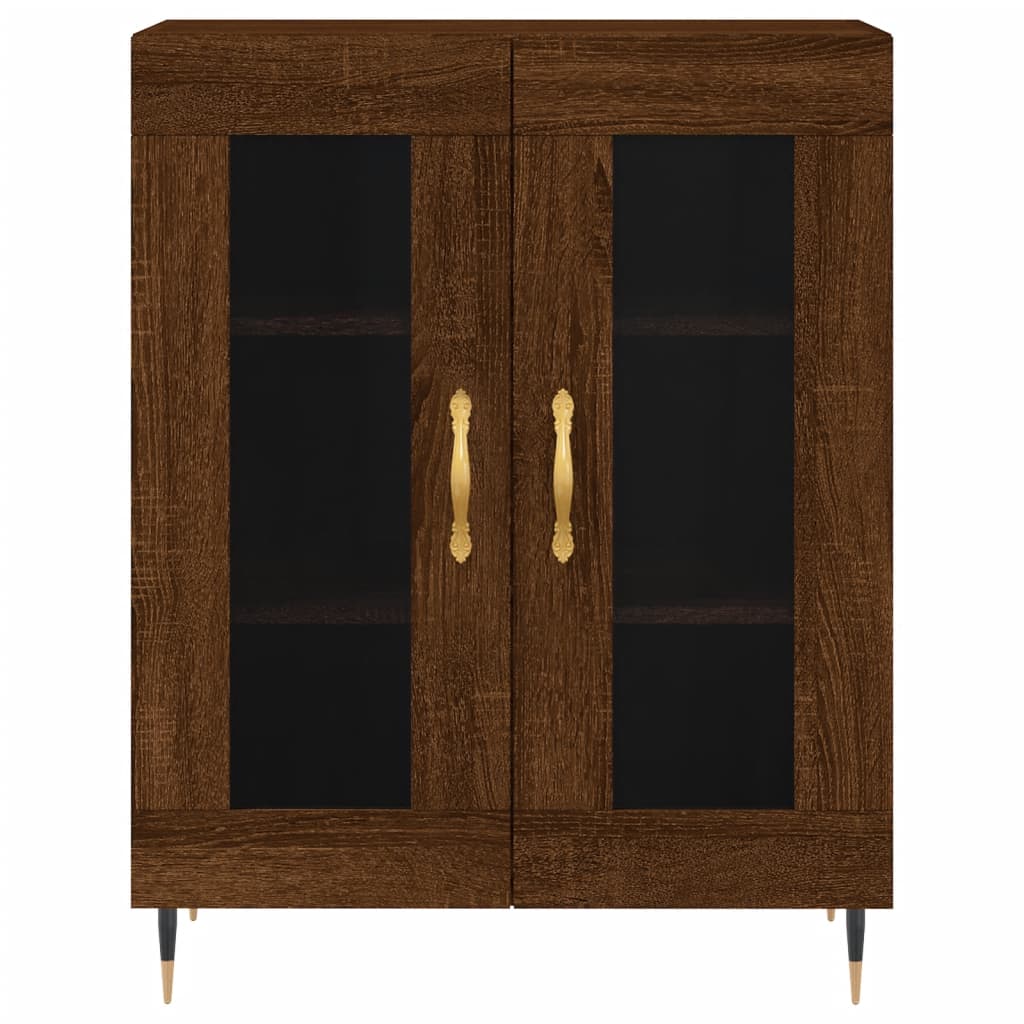 Modern Wooden 2 Door Sideboard Storage Cabinet Unit With Glass Doors Wood