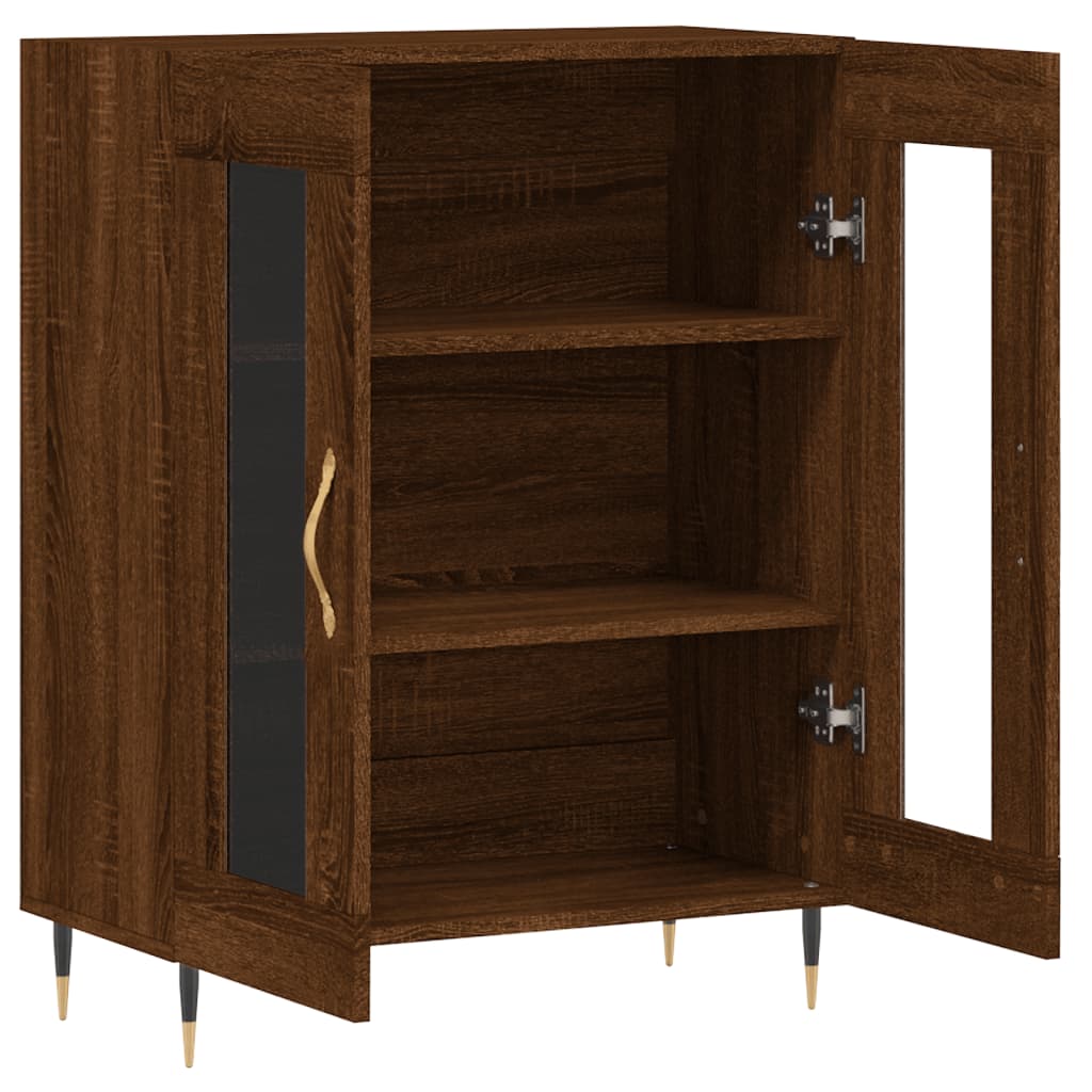 Modern Wooden 2 Door Sideboard Storage Cabinet Unit With Glass Doors Wood