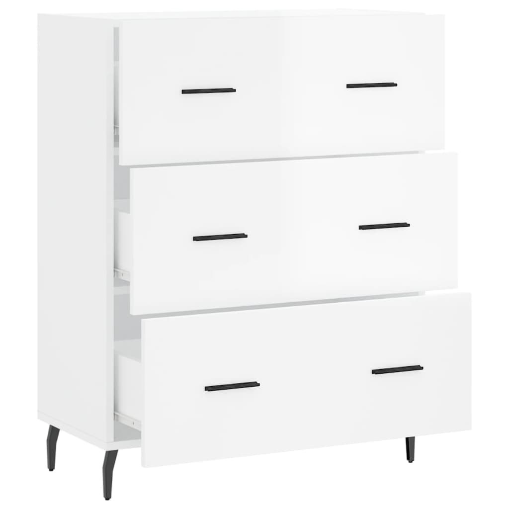 Sideboard High Gloss White 69.5x34x90 cm Engineered Wood
