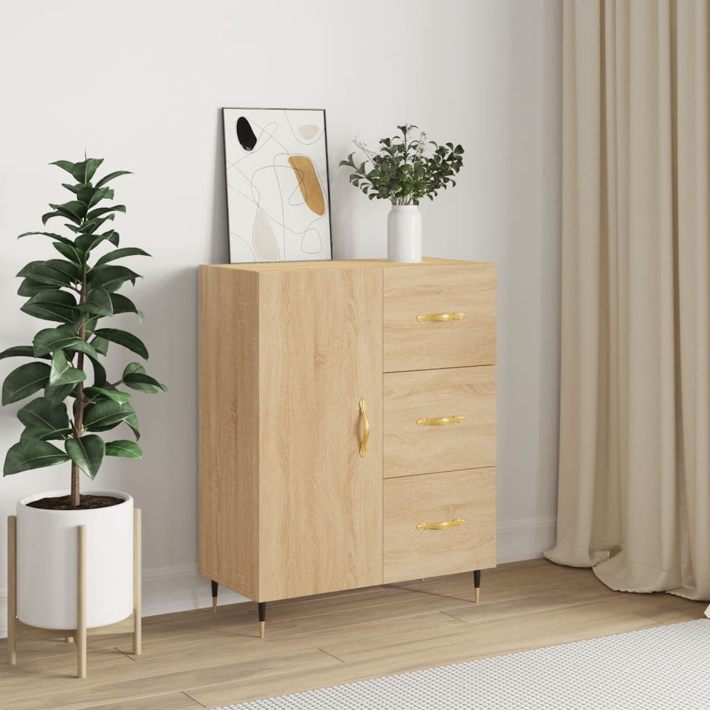 Modern Wooden Sideboard Storage Cabinet Unit With 1 Door & 3 Drawers Wood