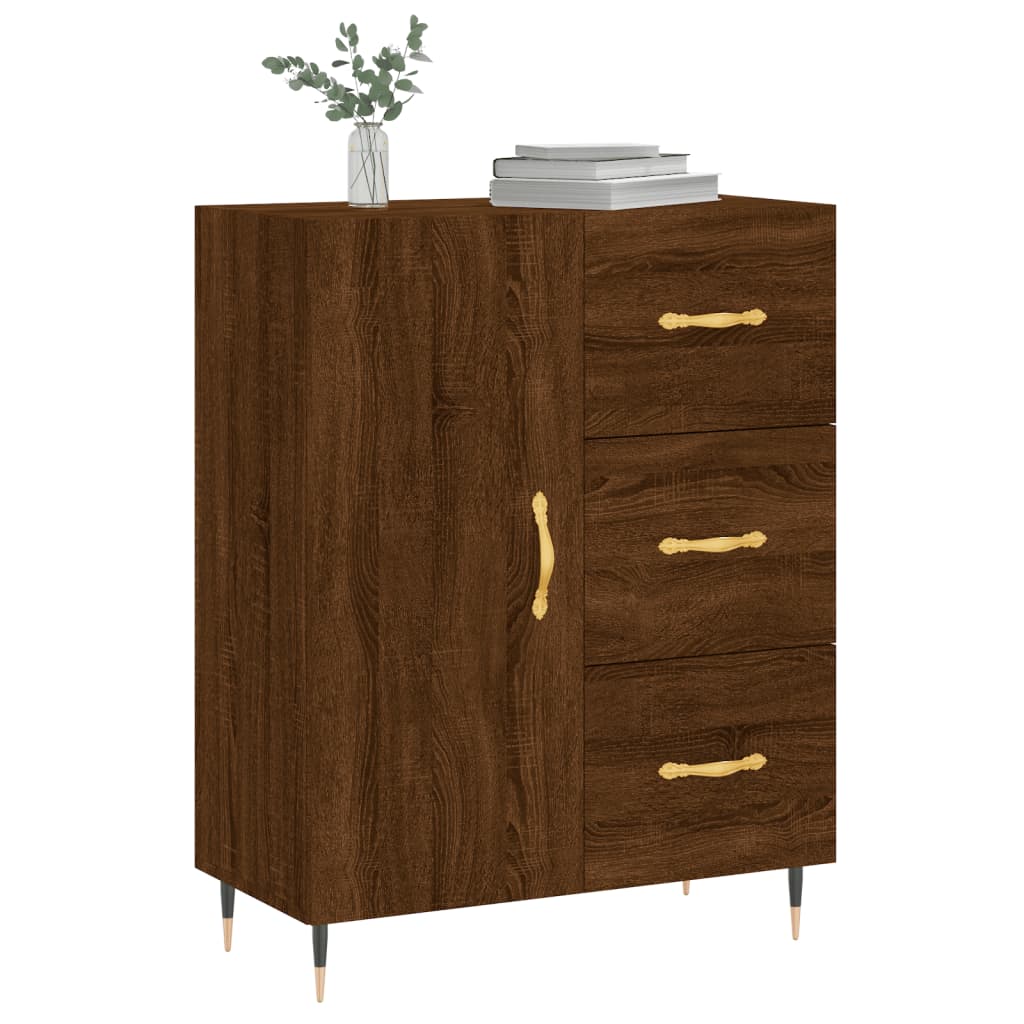 Modern Wooden Sideboard Storage Cabinet Unit With 1 Door & 3 Drawers Wood