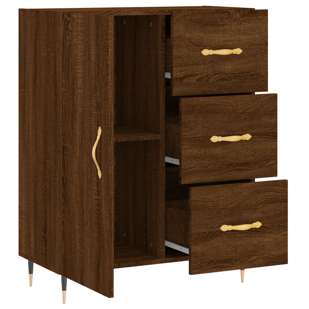Modern Wooden Sideboard Storage Cabinet Unit With 1 Door & 3 Drawers Wood