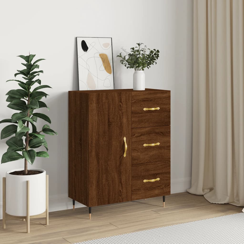Modern Wooden Sideboard Storage Cabinet Unit With 1 Door & 3 Drawers Wood