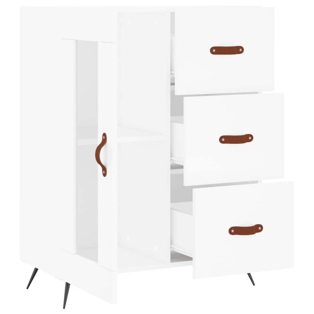 Modern Wooden Sideboard Storage Cabinet With Glass Door & 3 Drawers Wood Unit