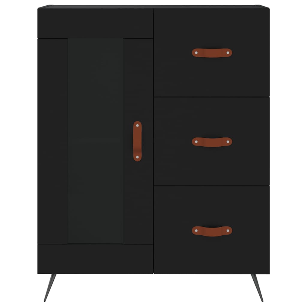 Modern Wooden Sideboard Storage Cabinet With Glass Door & 3 Drawers Wood Unit