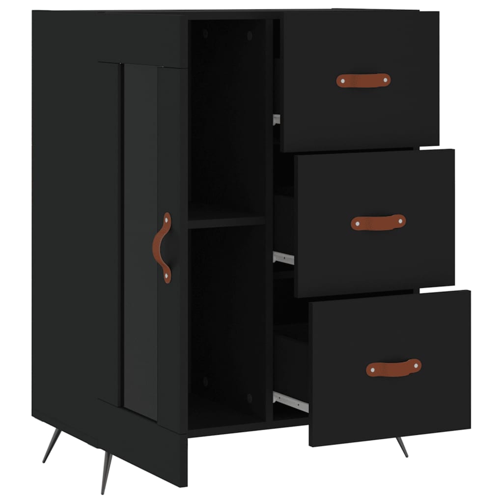 Modern Wooden Sideboard Storage Cabinet With Glass Door & 3 Drawers Wood Unit