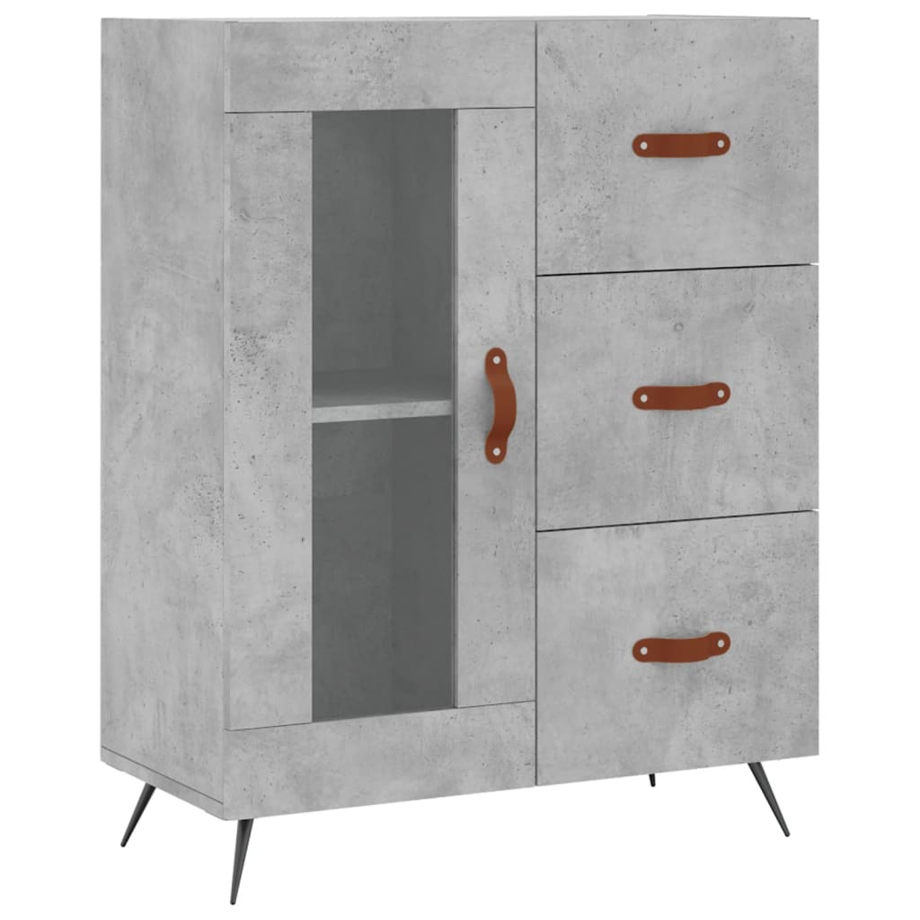 Modern Wooden Sideboard Storage Cabinet With Glass Door & 3 Drawers Wood Unit