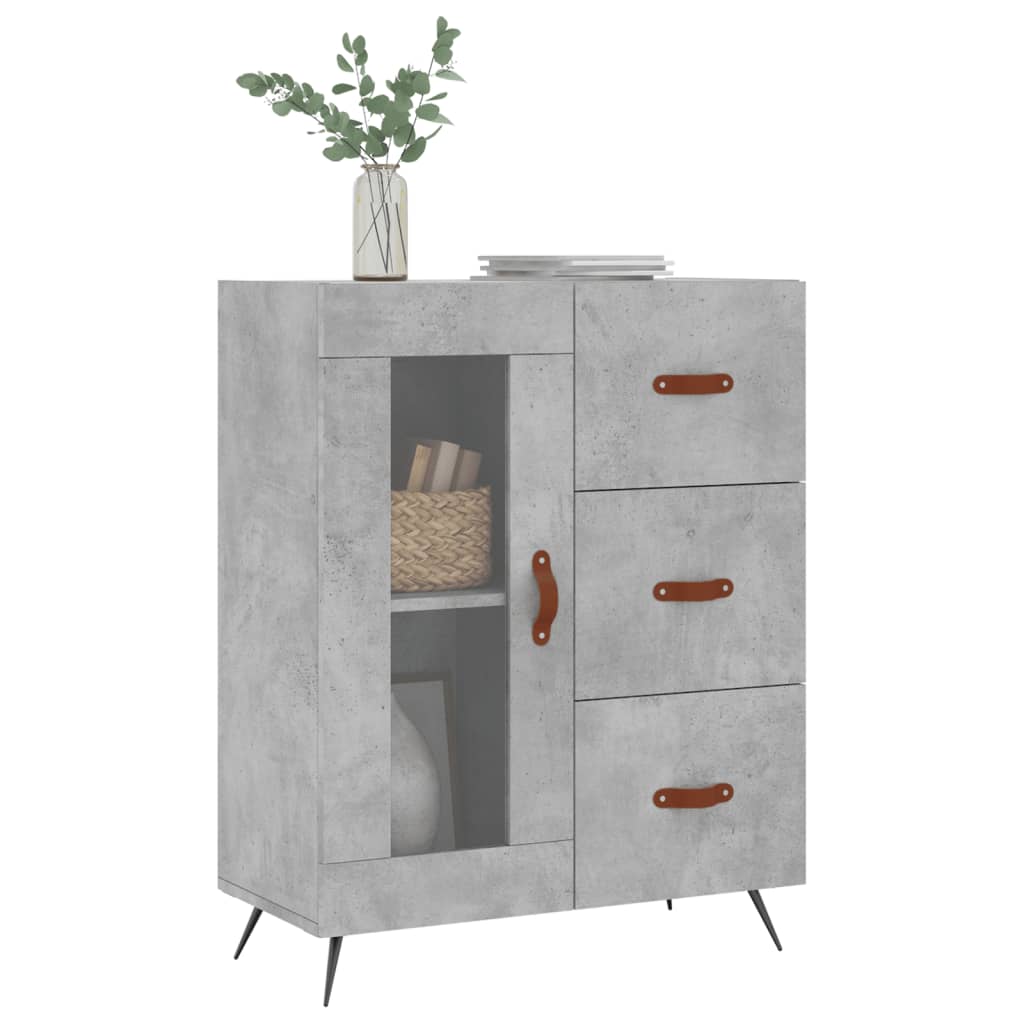 Modern Wooden Sideboard Storage Cabinet With Glass Door & 3 Drawers Wood Unit