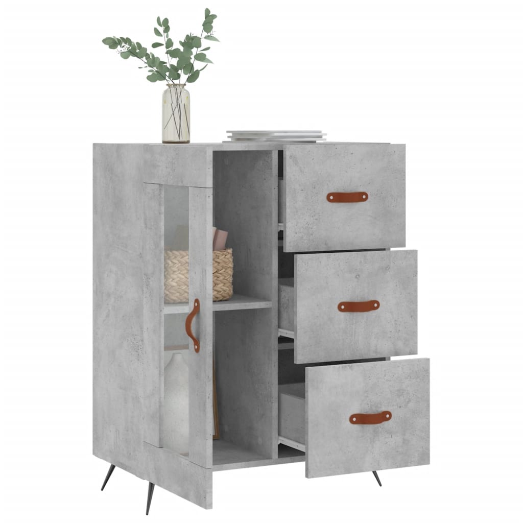 Modern Wooden Sideboard Storage Cabinet With Glass Door & 3 Drawers Wood Unit