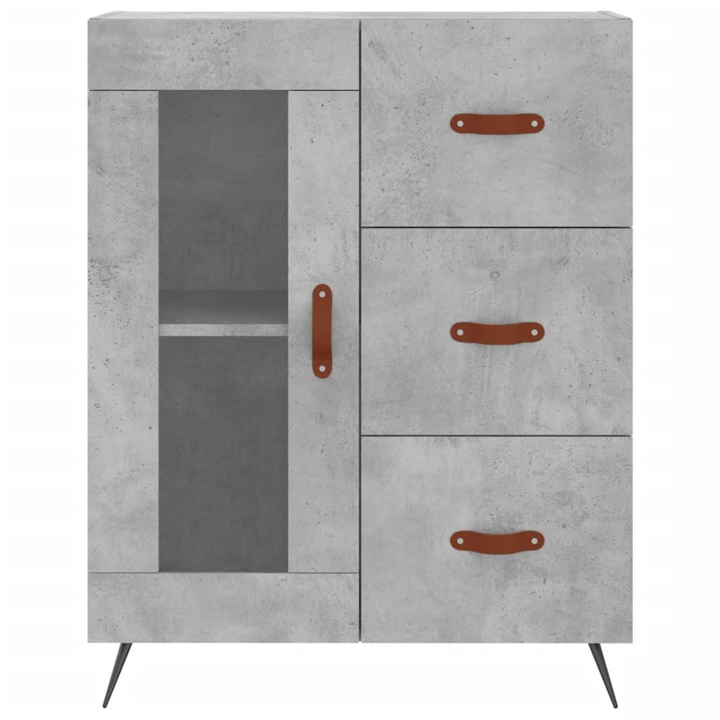 Modern Wooden Sideboard Storage Cabinet With Glass Door & 3 Drawers Wood Unit
