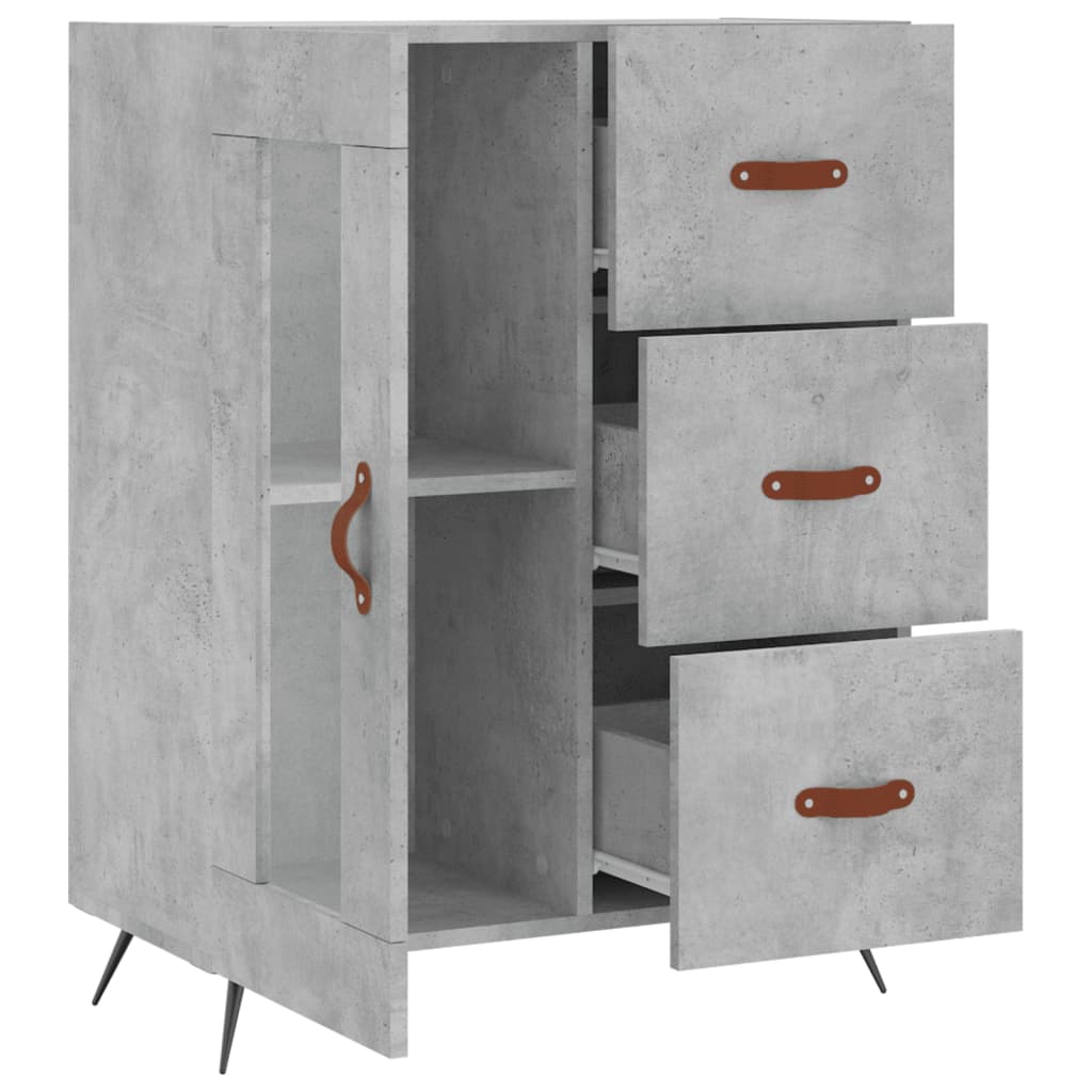 Modern Wooden Sideboard Storage Cabinet With Glass Door & 3 Drawers Wood Unit