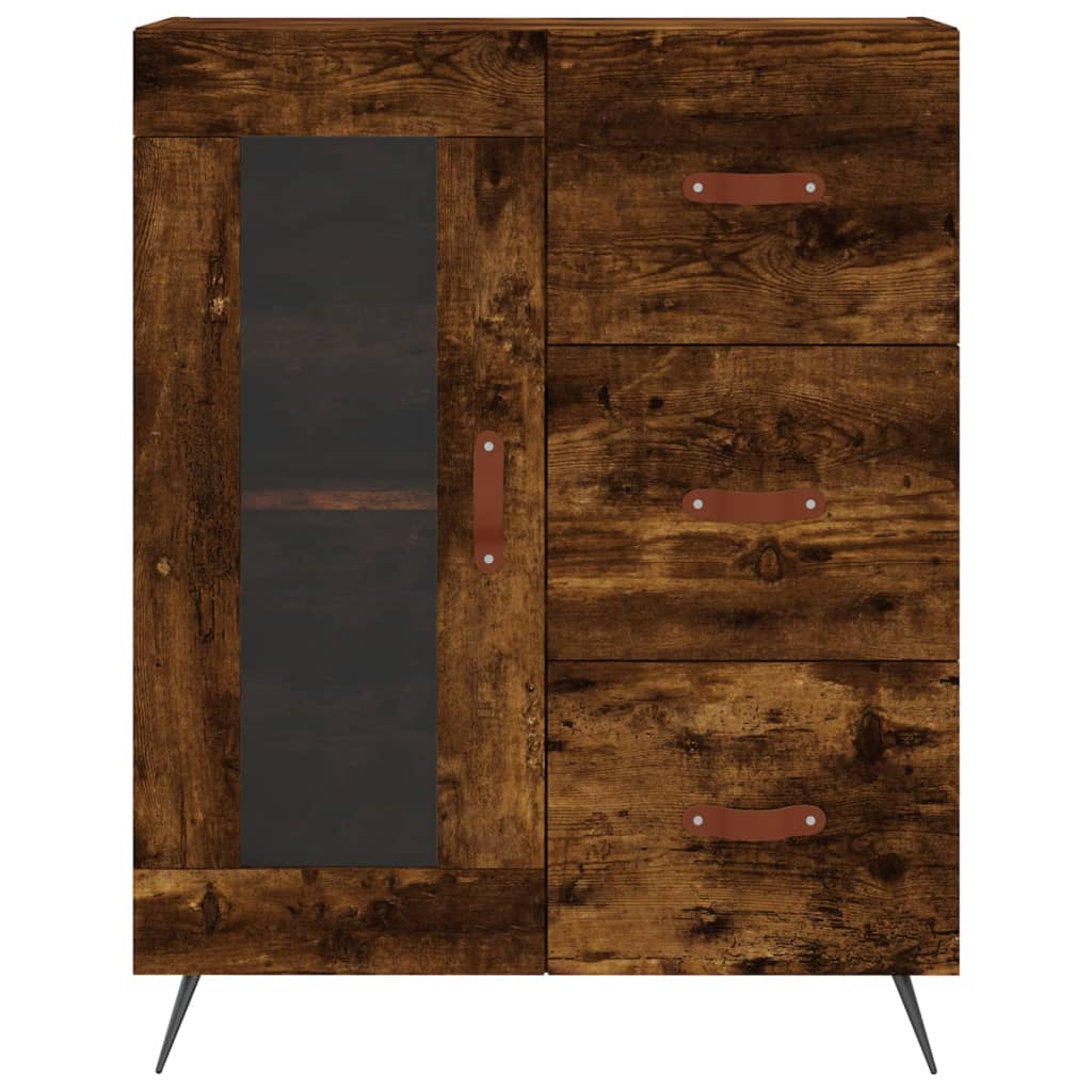Modern Wooden Sideboard Storage Cabinet With Glass Door & 3 Drawers Wood Unit