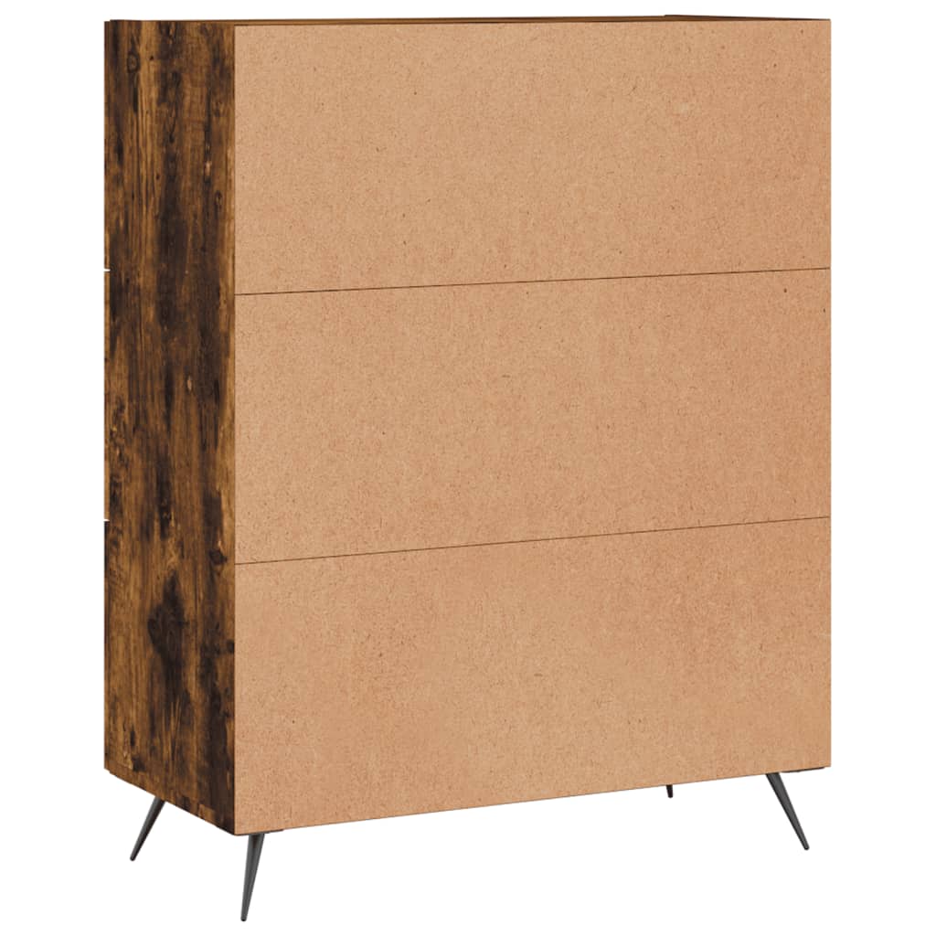 Modern Wooden Sideboard Storage Cabinet With Glass Door & 3 Drawers Wood Unit