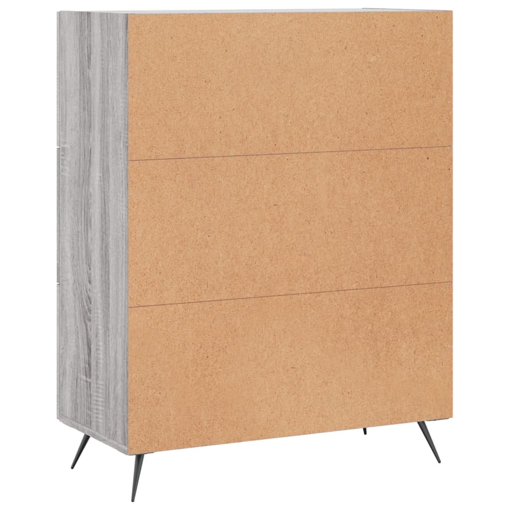 Modern Wooden Sideboard Storage Cabinet With Glass Door & 3 Drawers Wood Unit