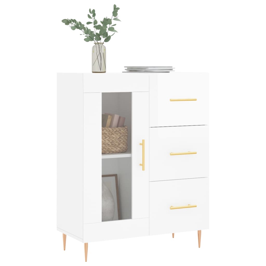 Sideboard High Gloss White 69.5x34x90 cm Engineered Wood
