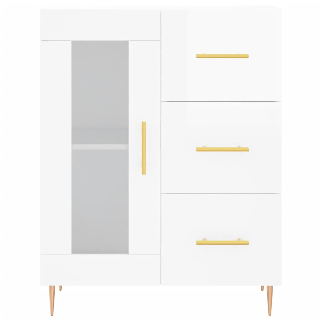 Sideboard High Gloss White 69.5x34x90 cm Engineered Wood