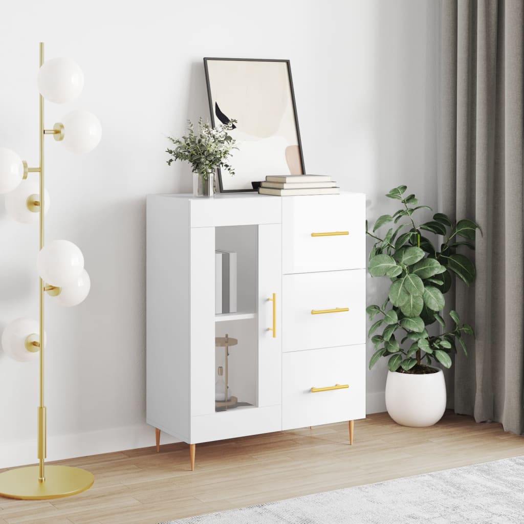 Sideboard High Gloss White 69.5x34x90 cm Engineered Wood