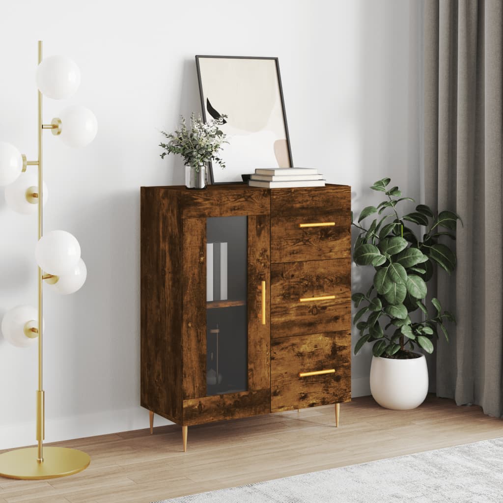 Sideboard Smoked Oak 69.5x34x90 cm Engineered Wood