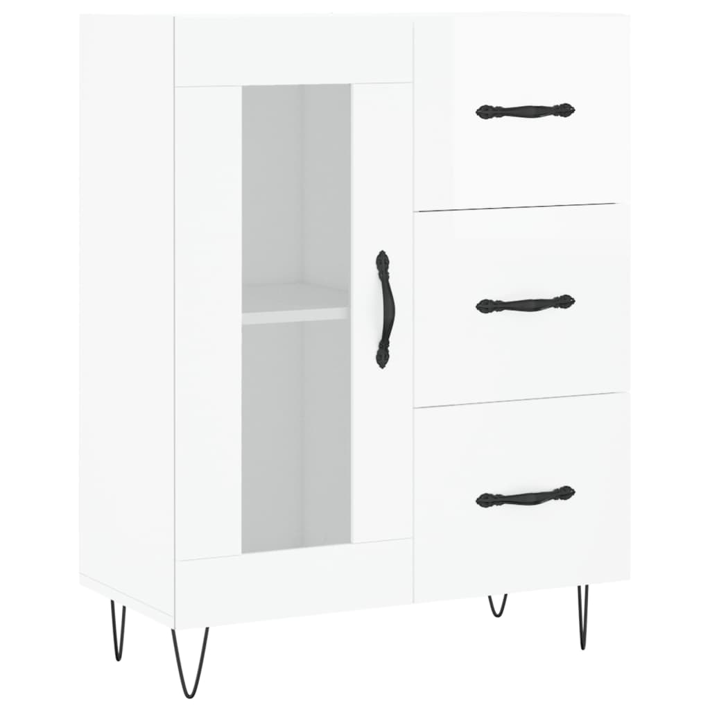 Sideboard High Gloss White 69.5x34x90 cm Engineered Wood