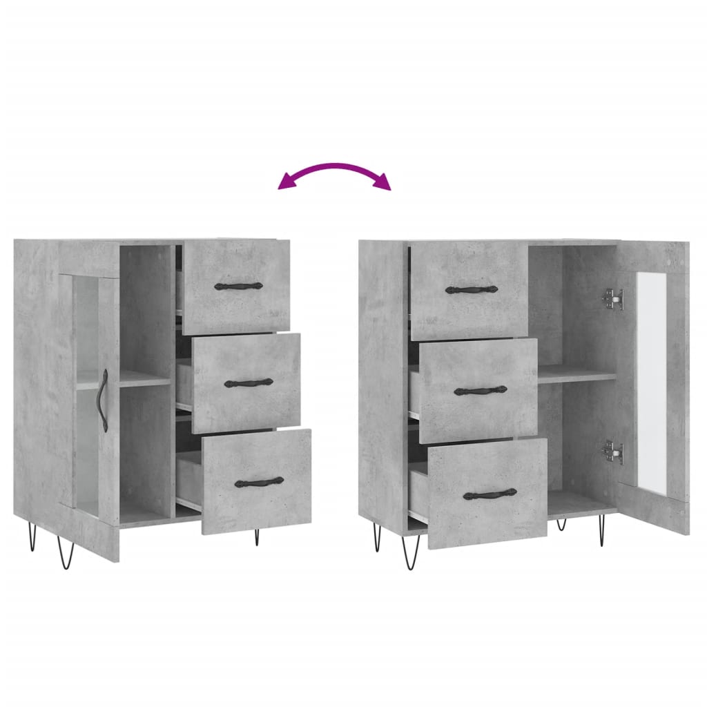 Sideboard Concrete Grey 69.5x34x90 cm Engineered Wood