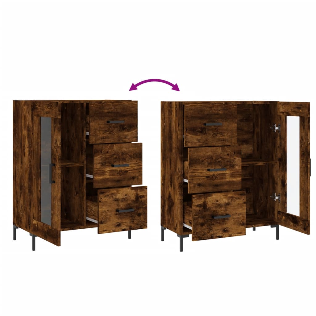Sideboard Smoked Oak 69.5x34x90 cm Engineered Wood