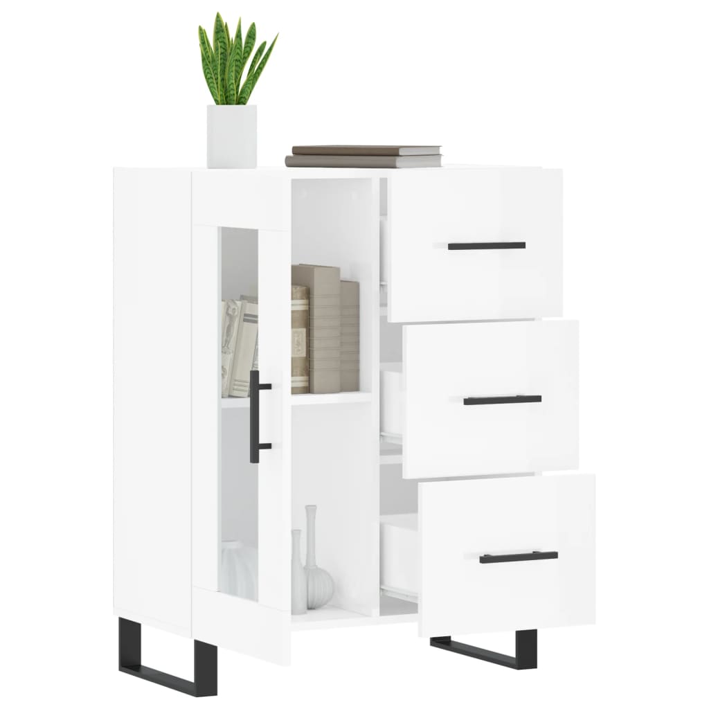 Sideboard High Gloss White 69.5x34x90 cm Engineered Wood